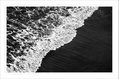 Extra Large Giclee Print of Deep Black Sandy Shore, Black and White Seascape 