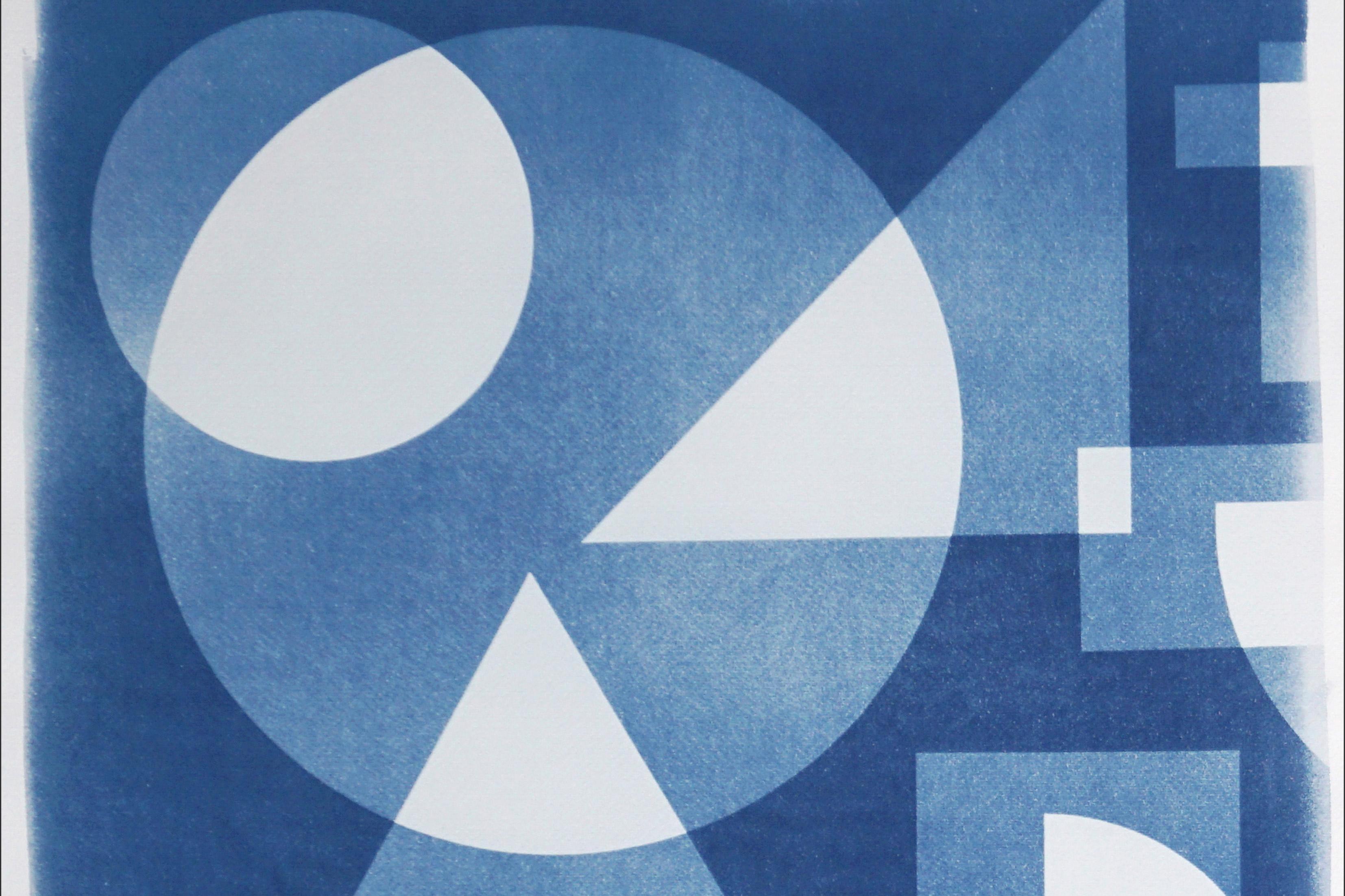 This is an exclusive handprinted unique cyanotype on watercolor paper.
This diptych gets its inspiration from mid-century modern shapes and compositions. It's made by layering paper cutouts and different exposures using uv-light.

Details:
+ Title:
