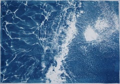 Handmade Cyanotype Print of Caribbean Sandy Shore on Watercolor Paper, 100x70cm