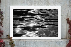 Reflections of Lido Island, Abstract Venice Waters, Large Black White Seascape