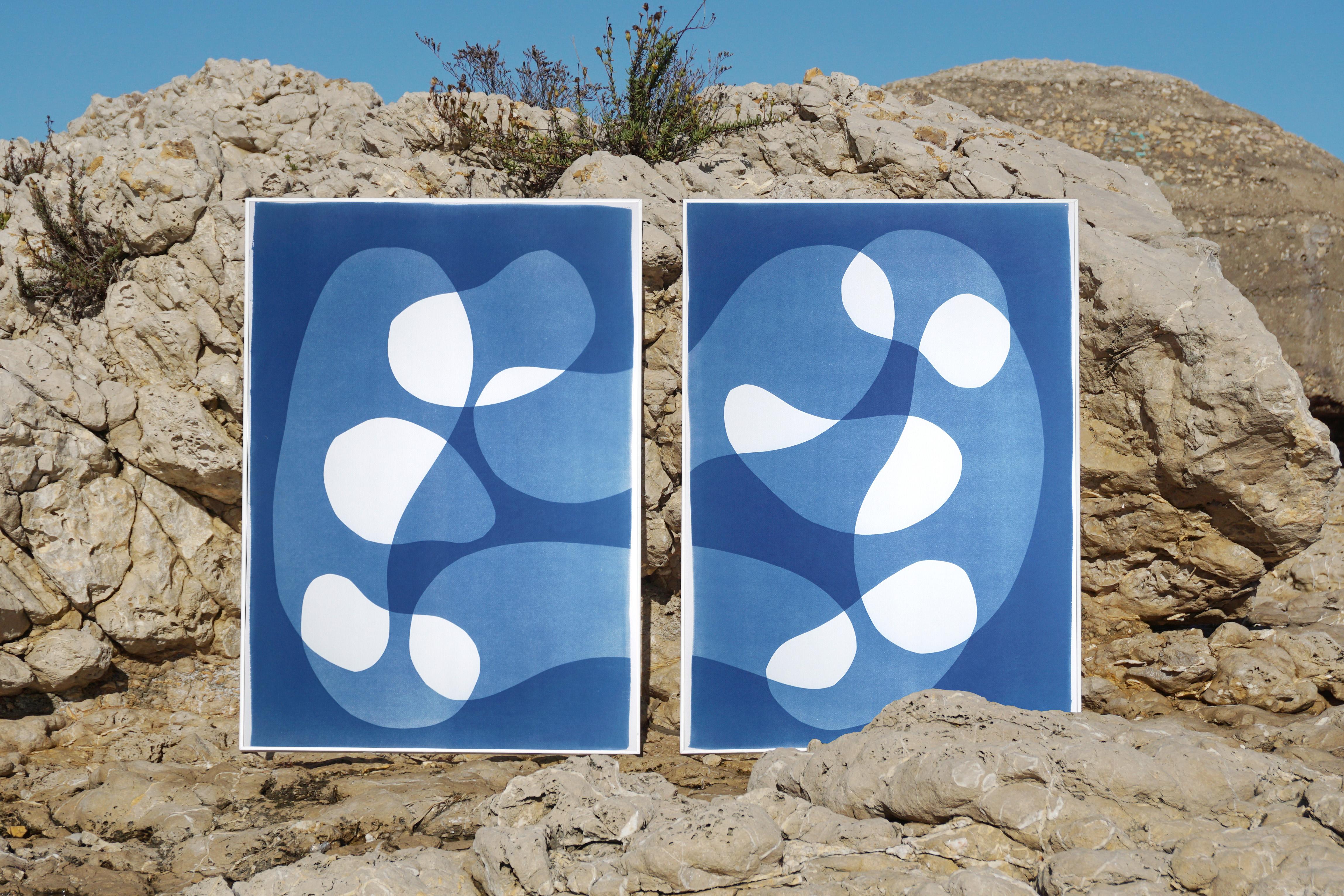 Large Diptych, Unique Piece in Blue Tones, Fish on a Hook, Abstract Shapes 2022  - American Modern Photograph by Kind of Cyan