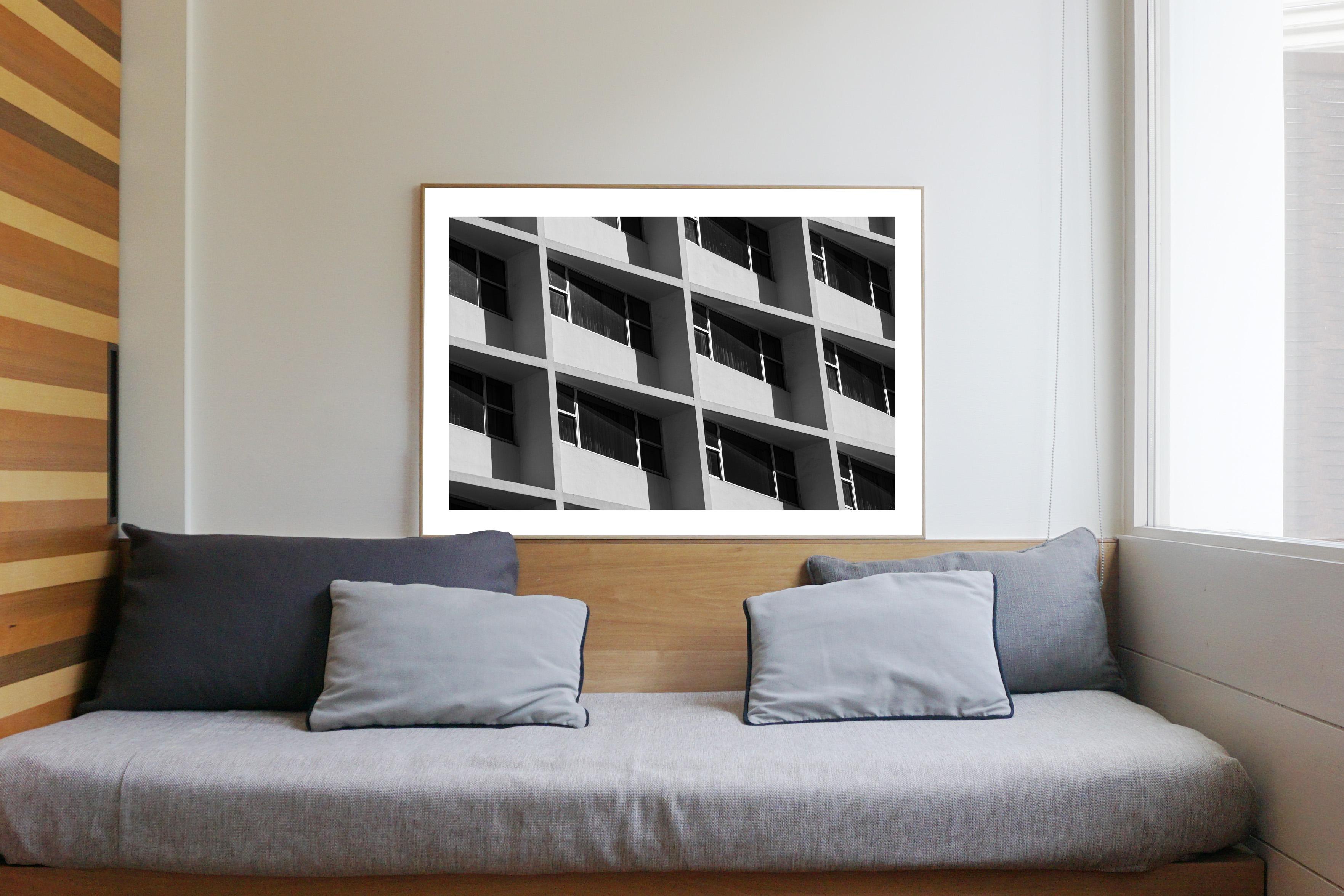 Minimalist Architecture Grid, Black and White, Hotel Photography, Miami Pattern 2