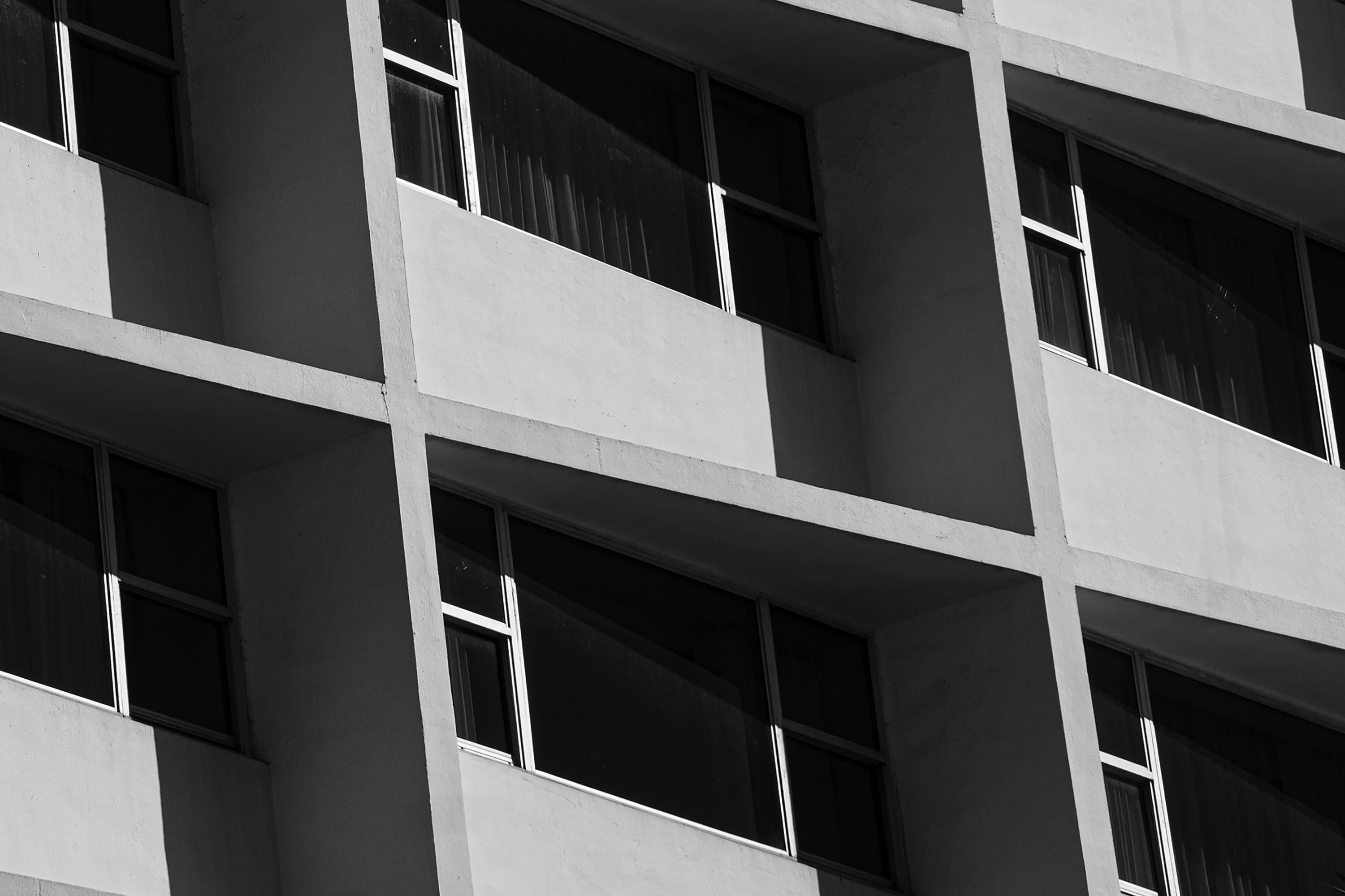 Minimalist Architecture Grid, Black and White, Hotel Photography, Miami Pattern 3