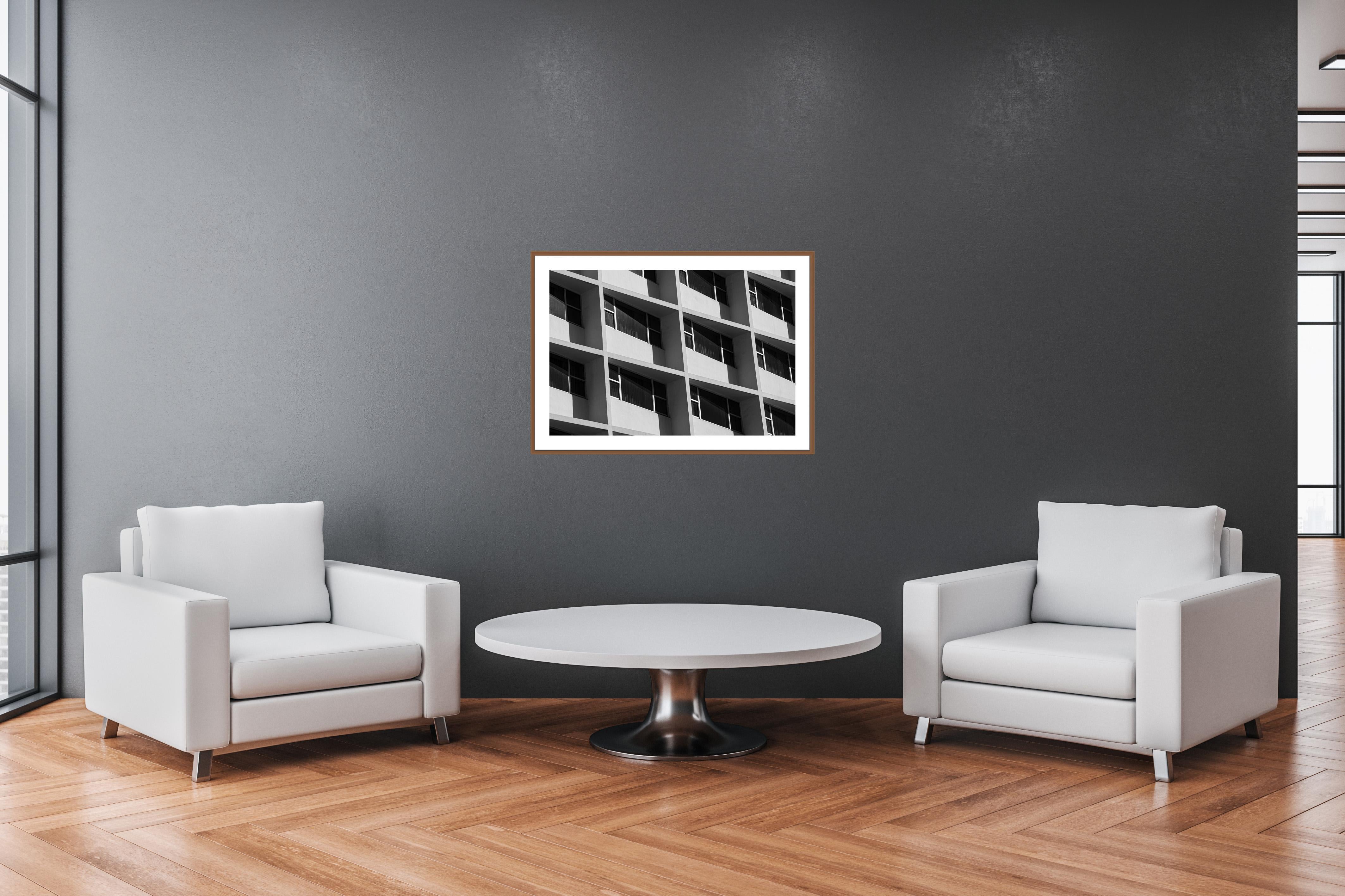 Minimalist Architecture Grid, Black and White, Hotel Photography, Miami Pattern 4