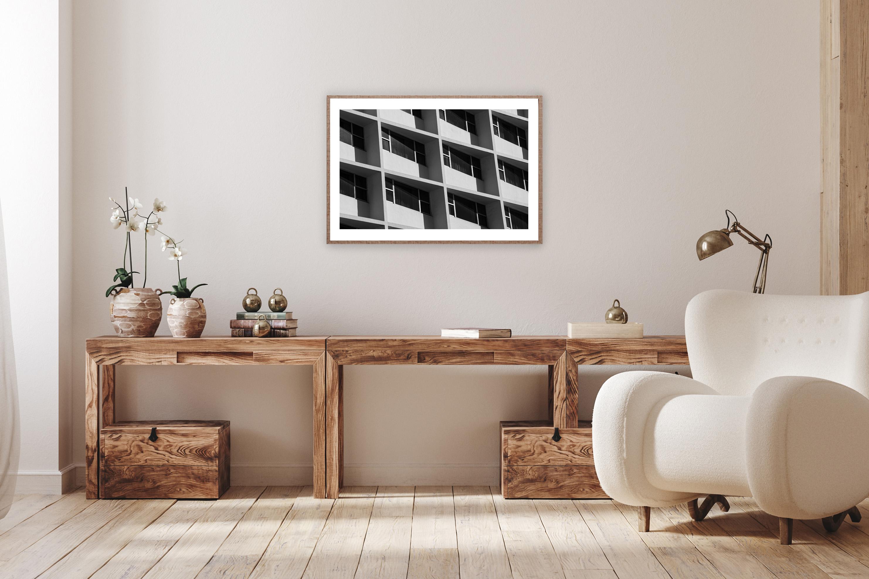 Minimalist Architecture Grid, Black and White, Hotel Photography, Miami Pattern 5