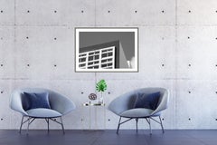 Minimalist Geometric Building, Black and White Bauhaus Architecture, Tropical