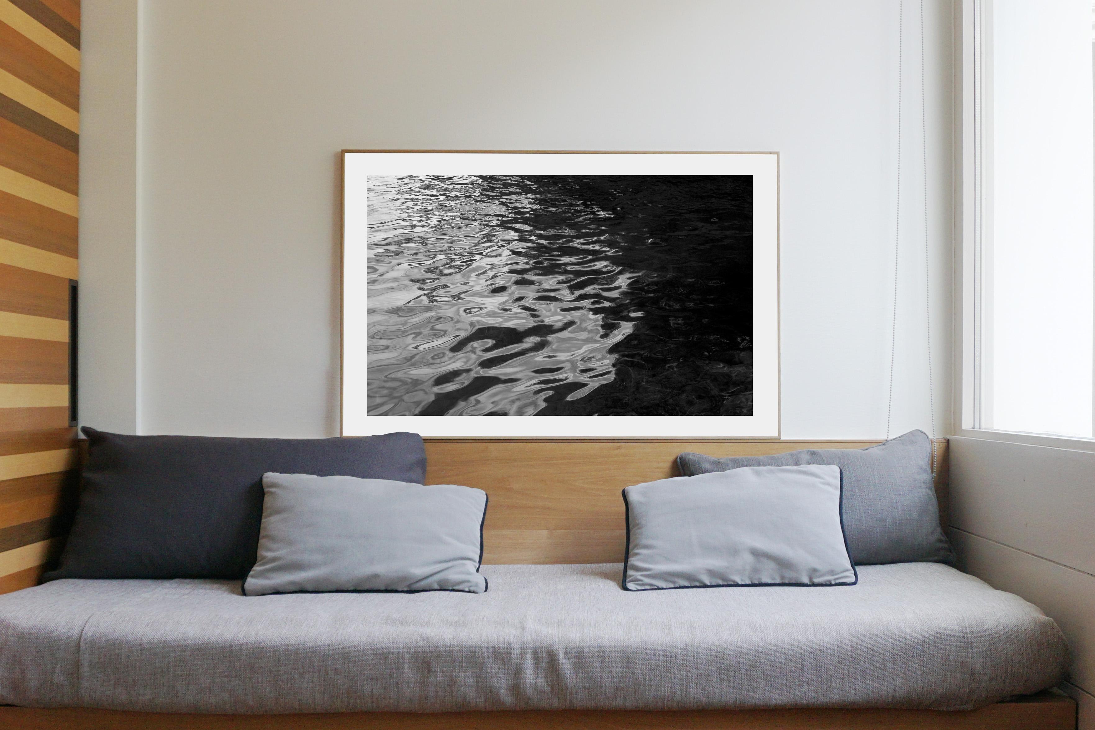 Nocturnal Abstract Seascape, Abstract Giclée Black Sea Rhythms, Limited Edition - Minimalist Photograph by Kind of Cyan