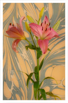 Seventies Psychedelic Flowers, Pink Lilys Bouquet, Modern Still Life, Giclée 