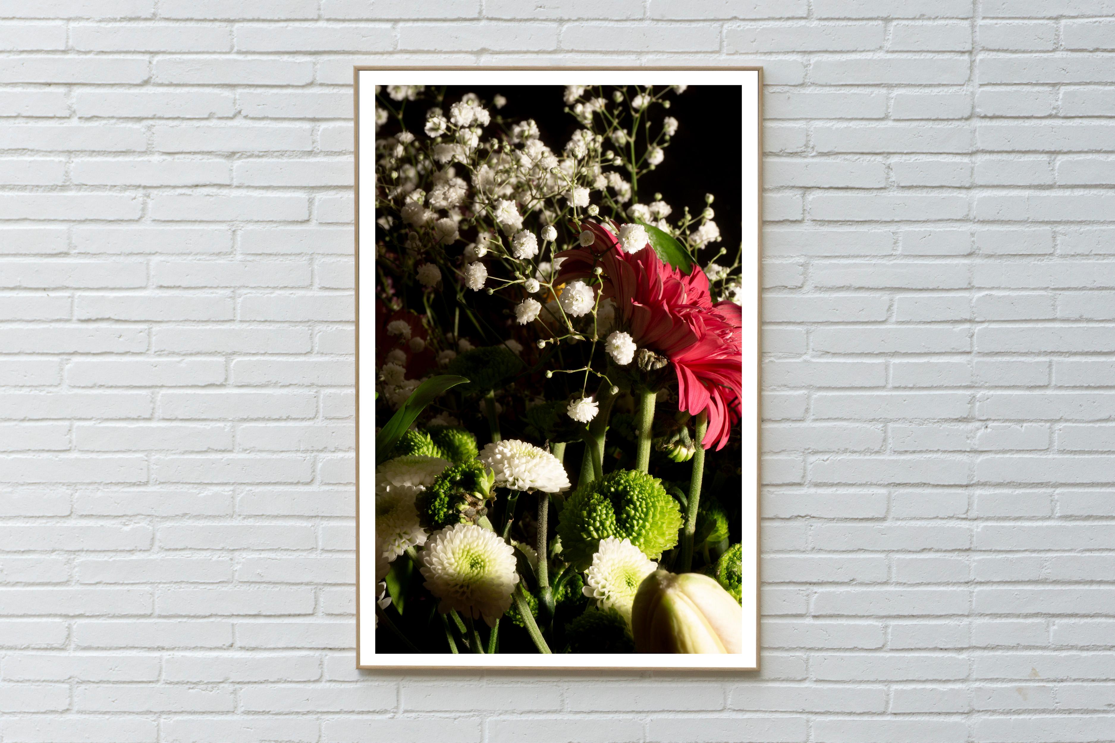 Summer Flowers Bouquet on Black Background, Limited Edition Still Life, Giclee For Sale 1
