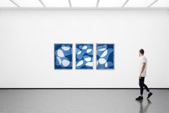 The Blue Necklace, Extra Large Blue, Subtle Minimalist Abstract Shapes Monotype