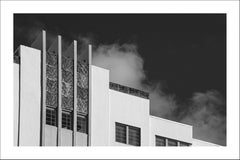 Thirties Building with Sky, Black and White Architecture, Miami Beach Art Deco 