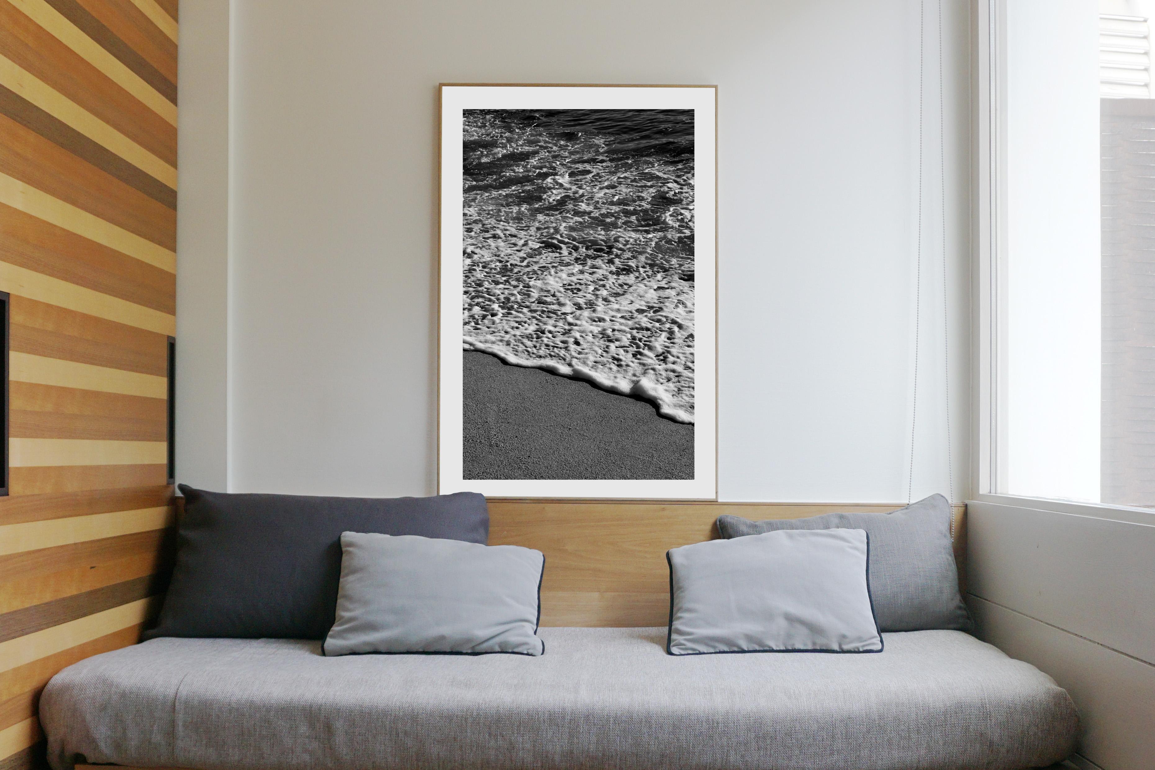 Vertical Morning Seashore, Large Black and White Seascape Giclée, Sugimoto Style - Contemporary Photograph by Kind of Cyan