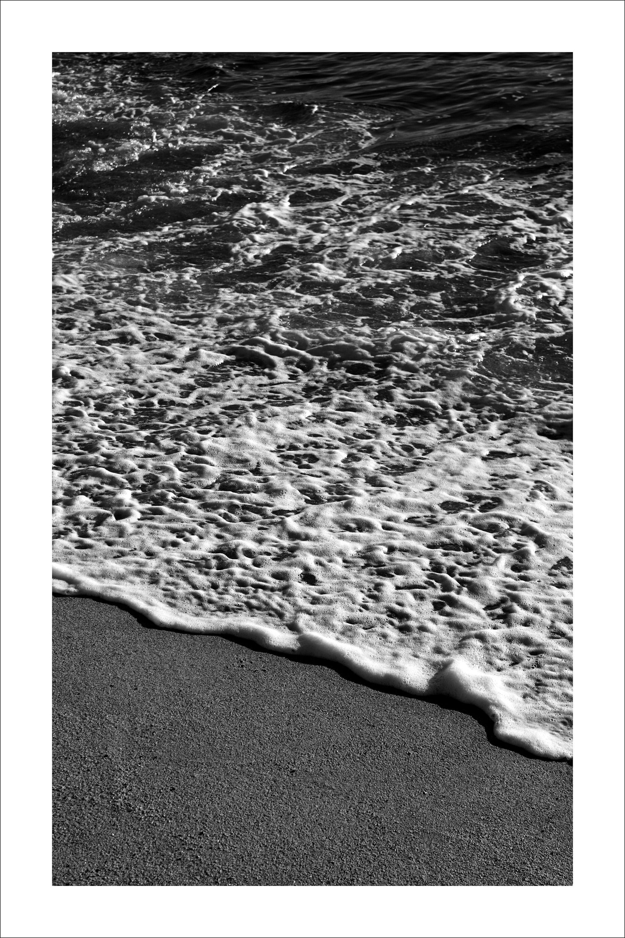 Landscape Photograph Kind of Cyan - Vertical Morning Seashore, Large Black and White Seascape Giclée, Sugimoto Style