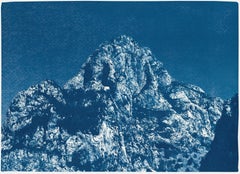 Montre bleue de Yosemite, cyanotype sur papier aquarelle, paysage en indigo