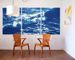 Australian Rolling Waves, Nautical Triptych of Vigorous Coast, Large Seascape