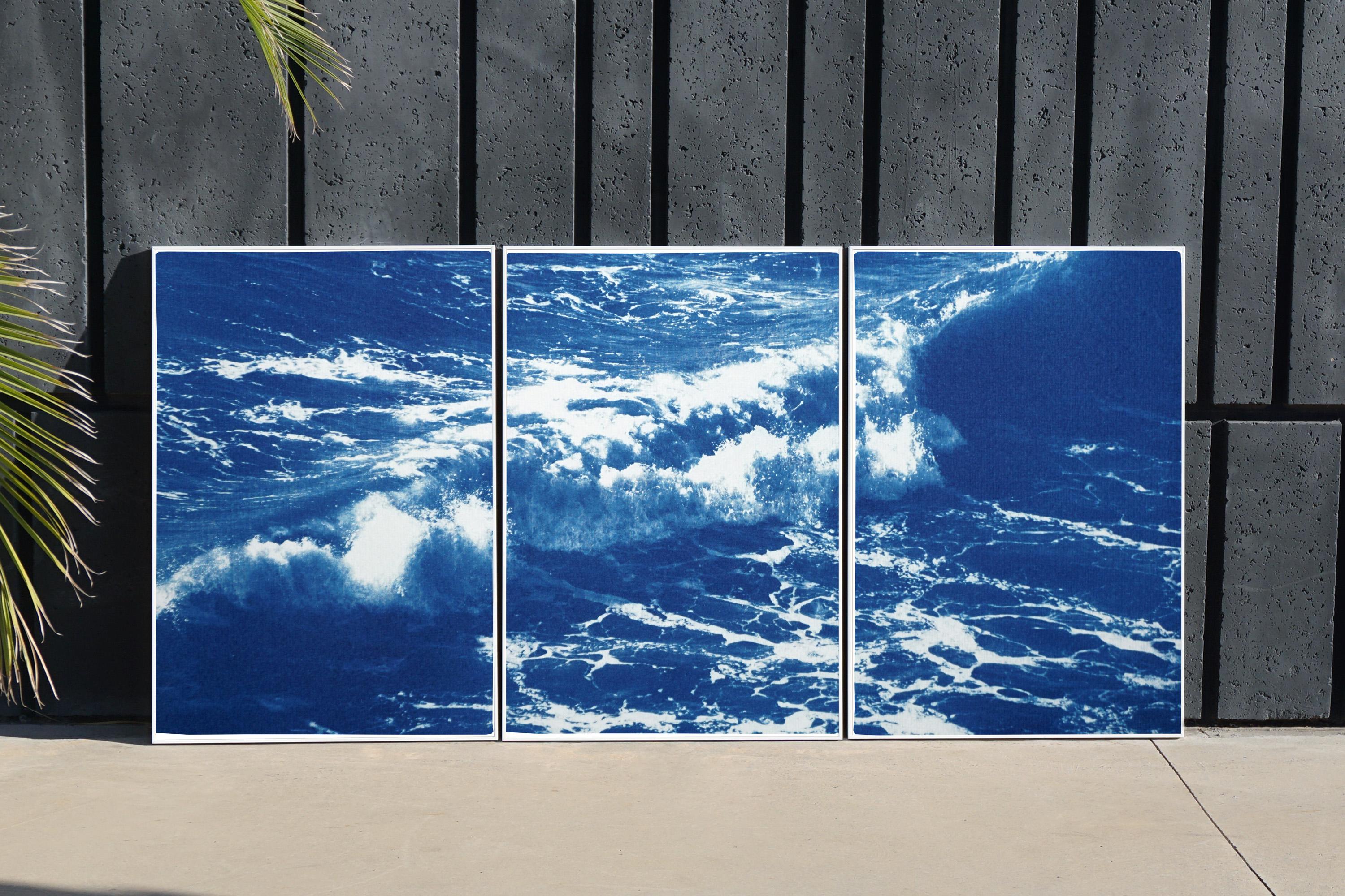 Australian Rolling Waves, Nautical Triptych of Vigorous Coast, Large Seascape 2