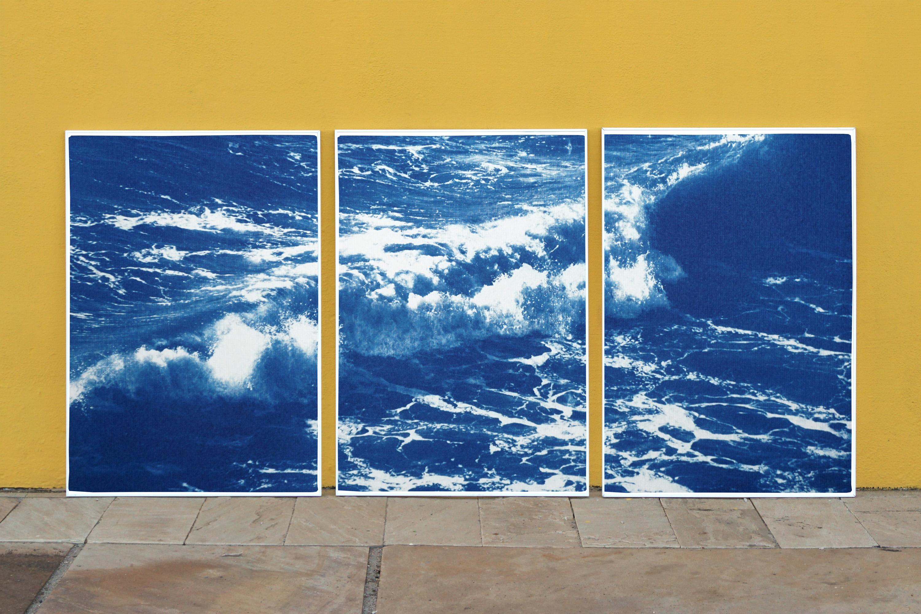 Australian Rolling Waves, Nautical Triptych of Vigorous Coast, Large Seascape For Sale 4
