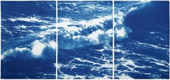 Australian Rolling Waves, Nautical Triptych of Vigorous Coast, Large Seascape