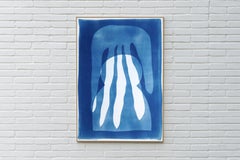 Bajo el Arco Iris, Impresión Cianotipia, Formas Orgánicas Azul Añil, Siluetas en Capas