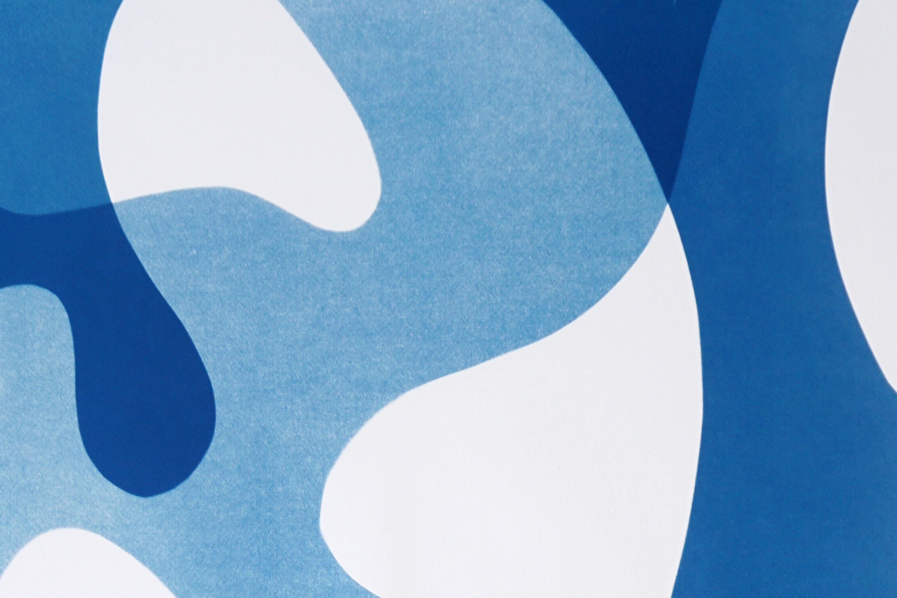 Blaue modulare Formen, organische schwebende Formen Diptychon, mobile Formen Cyanotypie im Angebot 6