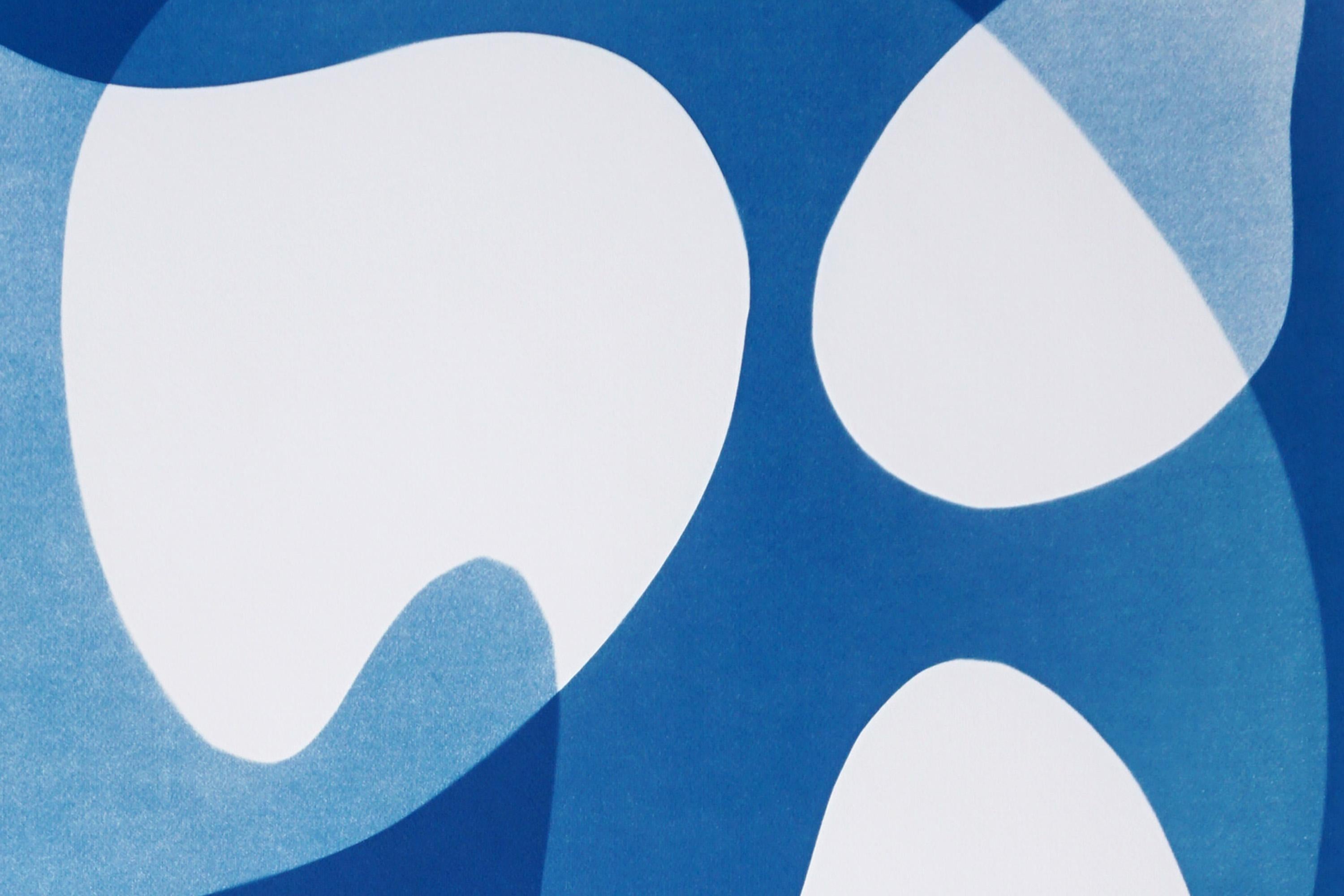 Blaue modulare Formen, organische schwebende Formen Diptychon, mobile Formen Cyanotypie im Angebot 7