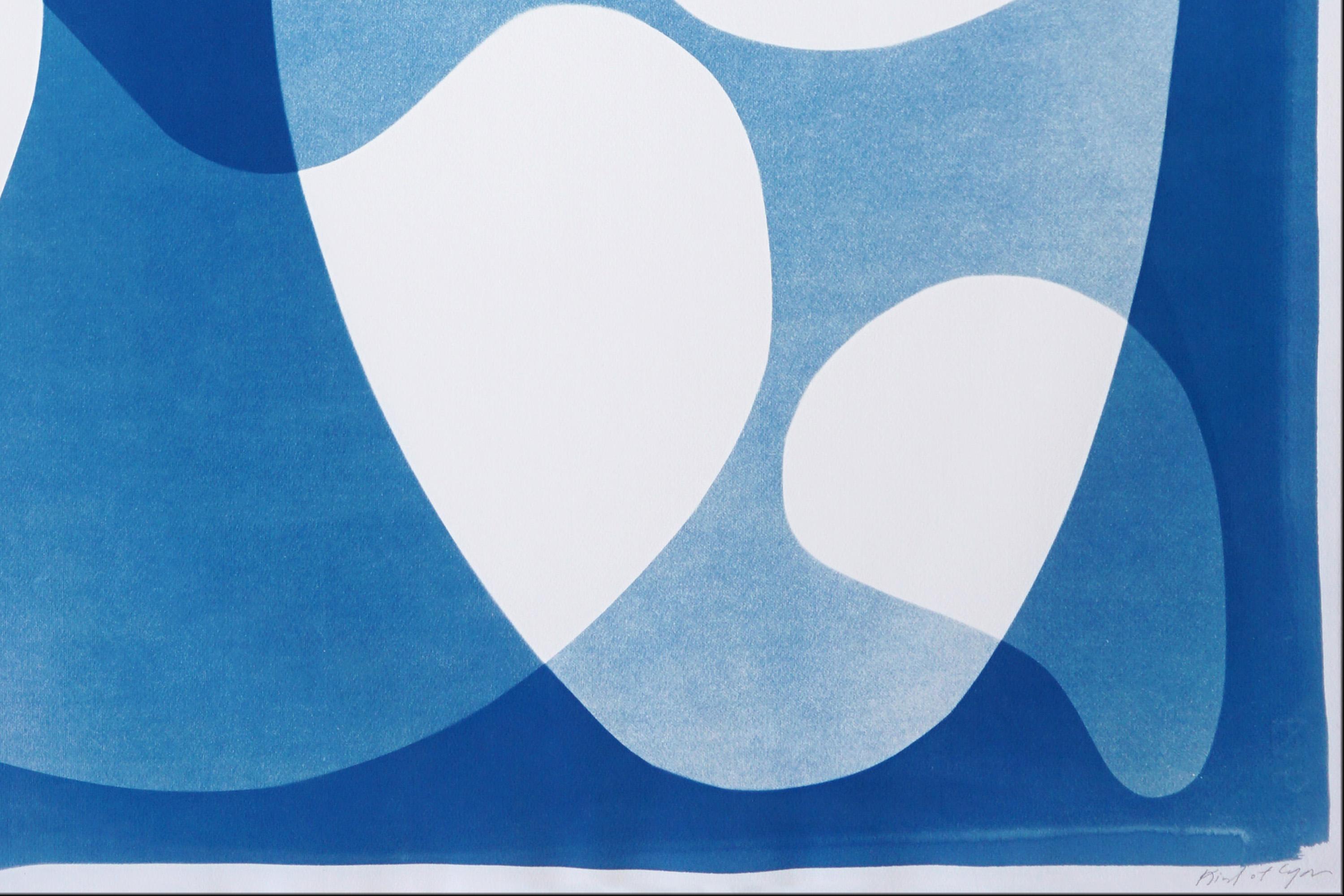 Blaue modulare Formen, organische schwebende Formen Diptychon, mobile Formen Cyanotypie im Angebot 4