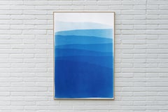 Blue Mountains, Vertical Panorama, Minimalist Landscape, Handmade Cyanotype