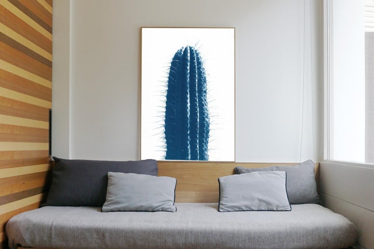 Blue Upright Desert Cactus, Extra Large Cyanotype Print in Blue Tones, Botanic - Art by Kind of Cyan