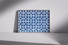 Pared borrosa, motivos de bloques «Miami Breeze», cianotipia hecha a mano, papel de acuarela