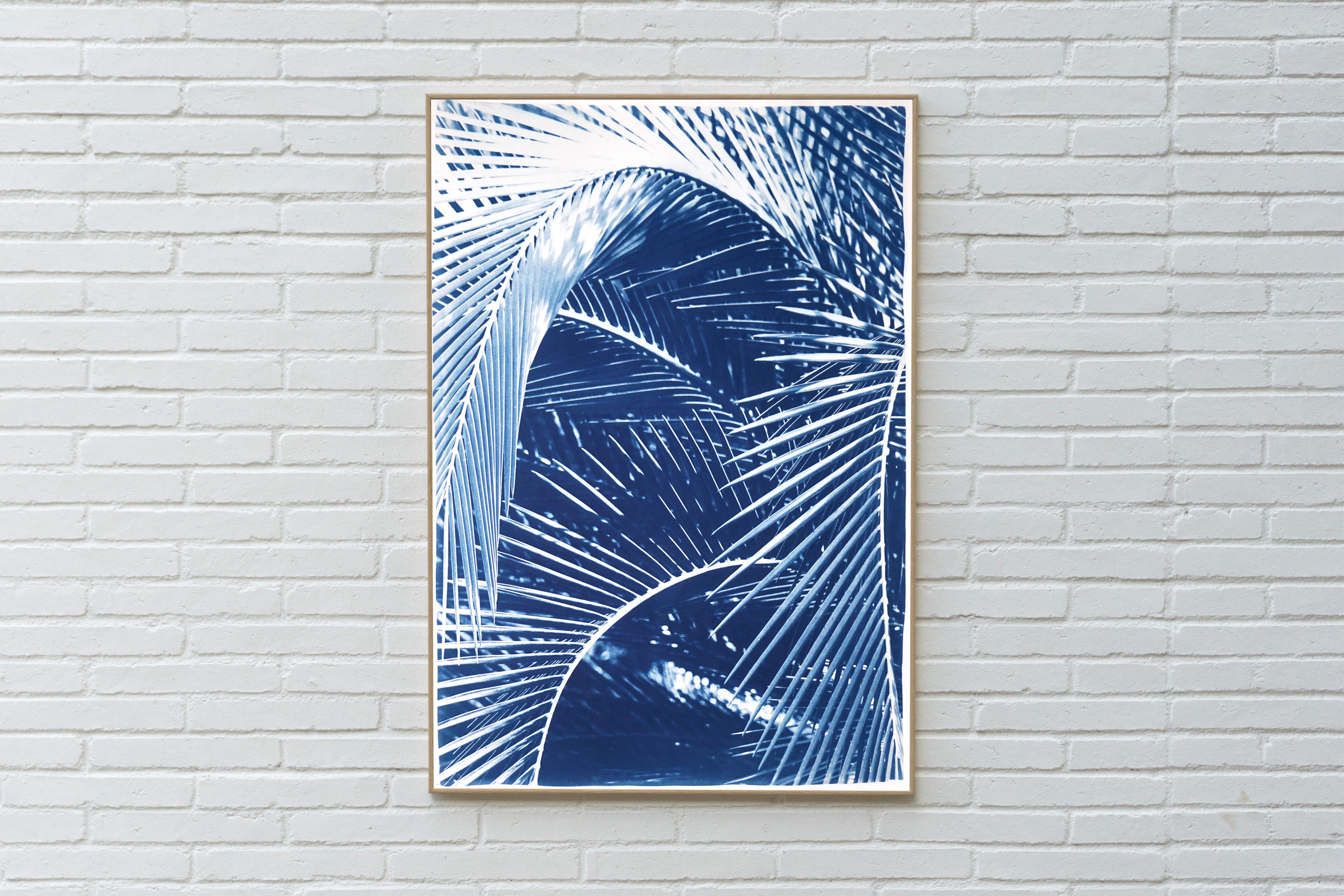 This is an exclusive handprinted limited edition cyanotype of a beautiful palm leave. 

Details:
+ Title: Tropical Palm Branches
+ Year: 2021
+ Edition Size: 20
+ Stamped and Certificate of Authenticity provided
+ Measurements : 70x100 cm (28x 40