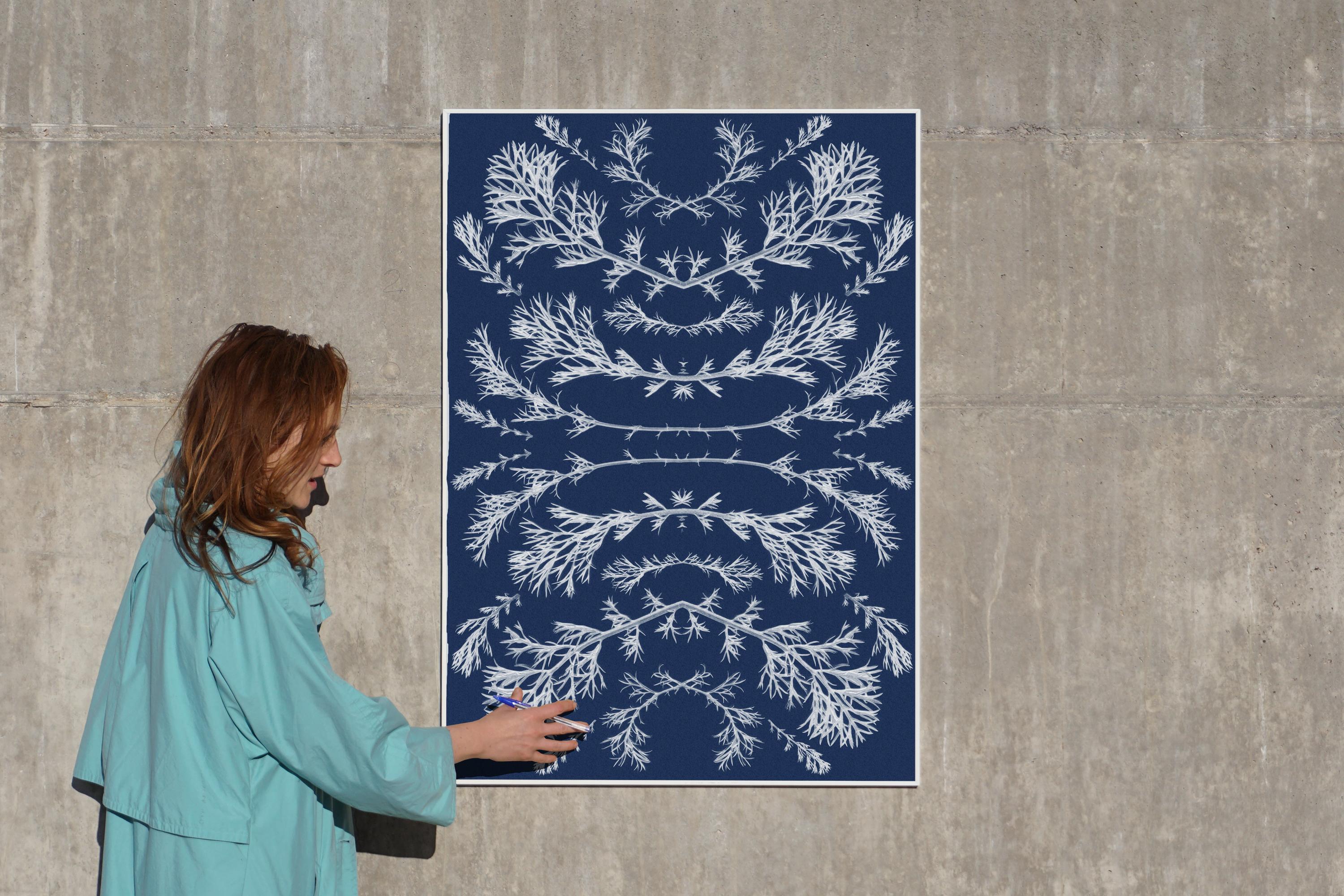 Botanical Composition, 100x70cm, Original Cyanotype on Watercolor Paper  - Print by Kind of Cyan