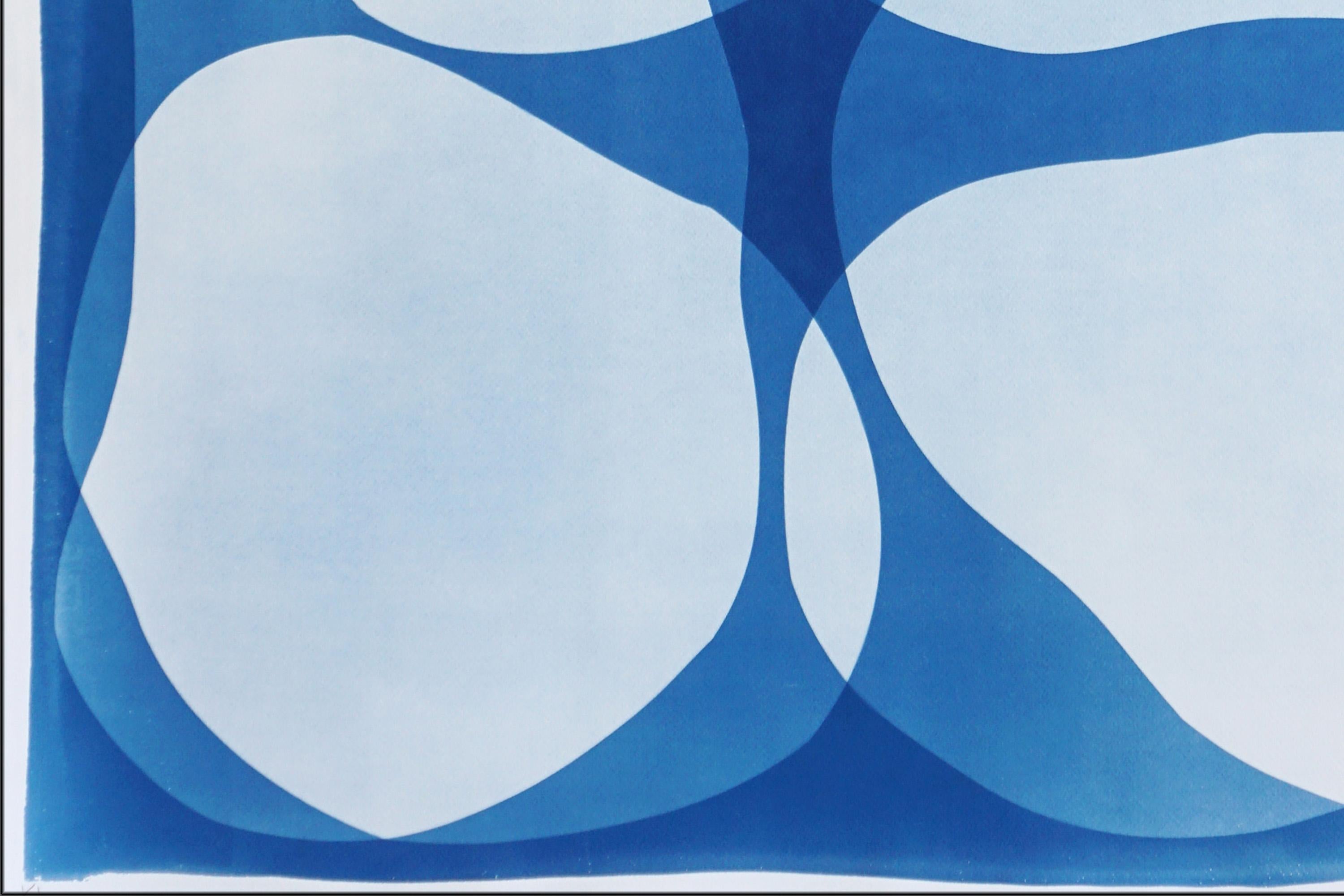 Break Apart Diptyque Monotype unique, papier aquarelle, tons bleus en vente 2