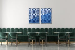 Parpaings nuageux, modernisme tropical dans les tons bleus, diptyque Art déco de Miami