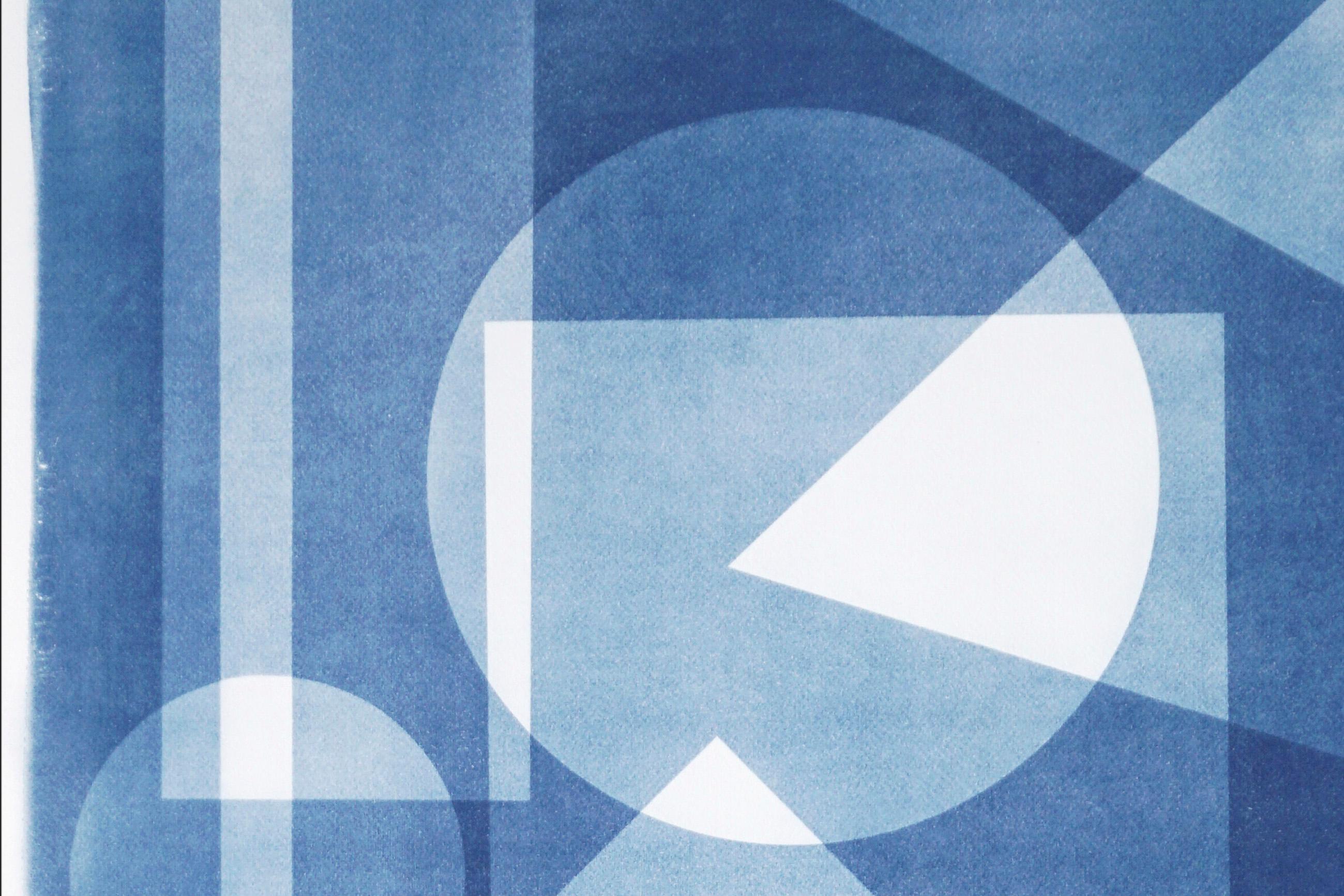 This is an exclusive handprinted unique cyanotype that takes its inspiration from the mid-century modern shapes.
It's made by layering paper cutouts and different exposures using uv-light. 

Details:
+ Title: Constructivist Castle 
+ Year: 2022
+