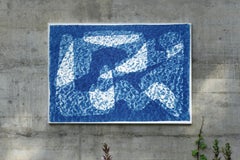 Monotipo cianotipia contemporánea de formas de mediados de siglo bajo el agua en Tonos fríos