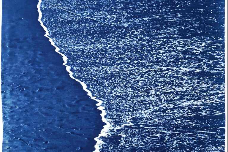 Costa Rica Beach Foam, Shoreline Seascape, Minimal Style Limited Edition Print - Blue Landscape Art by Kind of Cyan