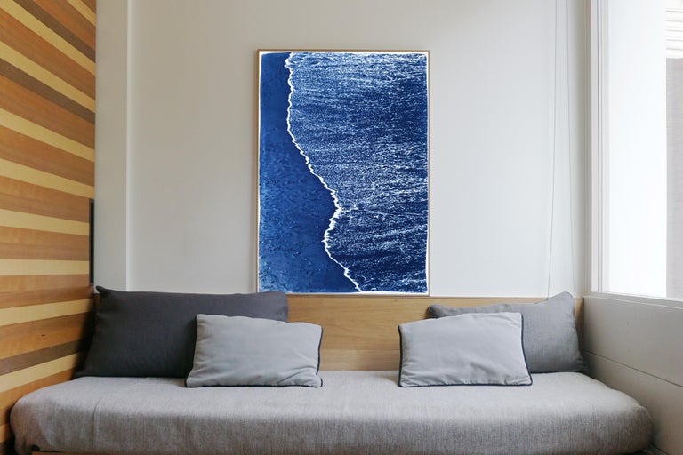 Costa Rica Beach Foam, Shoreline Seascape, Minimal Blue, Limited Edition Print For Sale 1