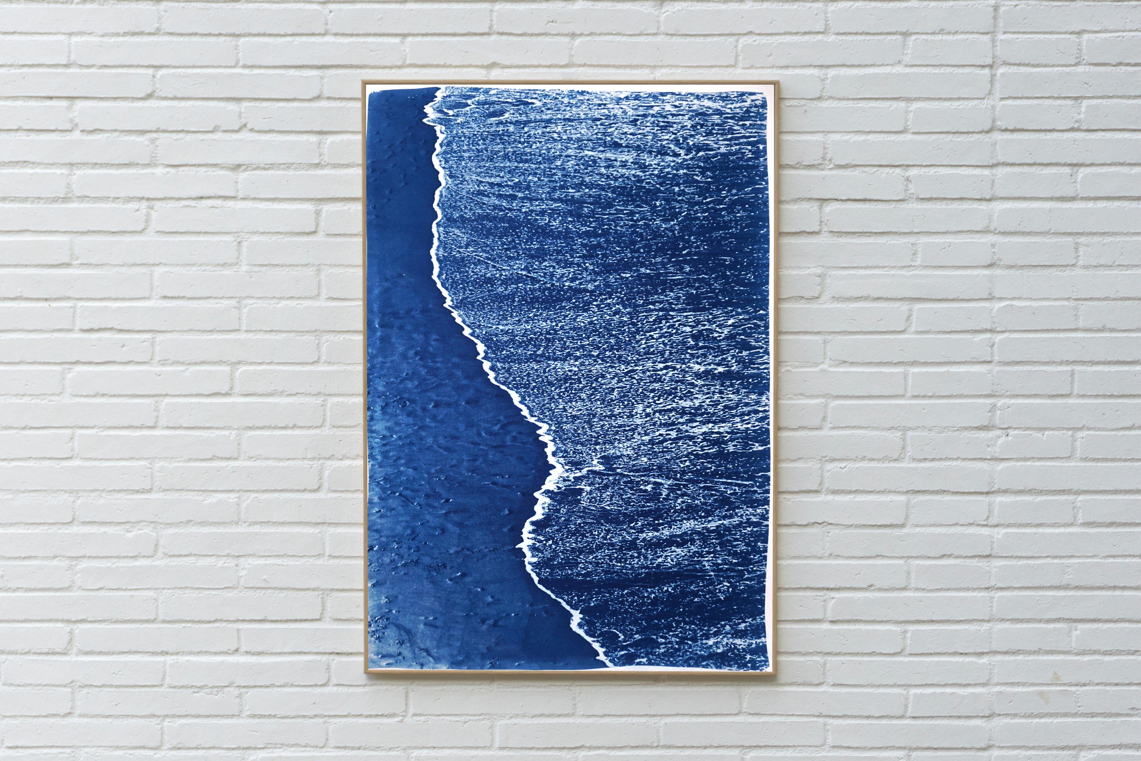 Costa Rica Beach Foam, Shoreline Seascape, Minimal Blue, Limited Edition Print For Sale 1