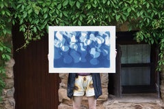 Curvy Water Flow, Abstract Patterns in Blue & White, Pool Art, Handmade Print