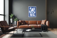 Dark Cloudy Shapes, Mid-Century Modern Kidney Forms, Blue and White Transparency
