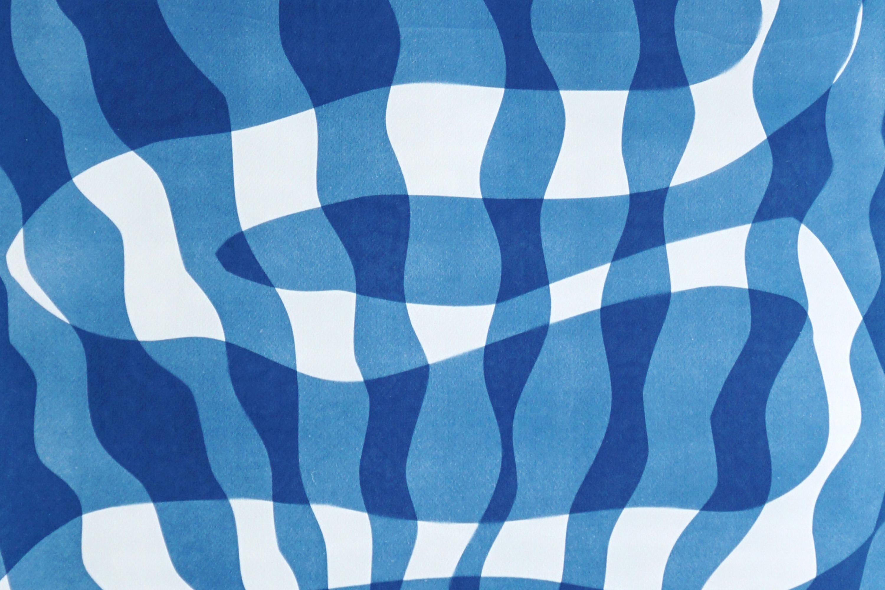 Deep Ocean Whirlpool, Desert Modernism Style, Unique Cyanotype on Paper in Blue For Sale 3