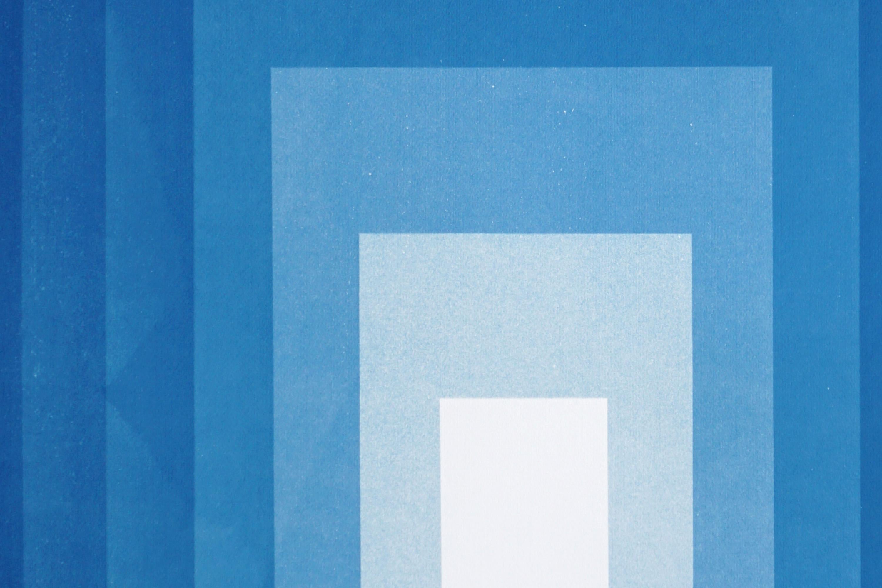 Double Portals, Cyanotype Diptych, Abstract Geometric, Blue Minimalism on Paper in vendita 3