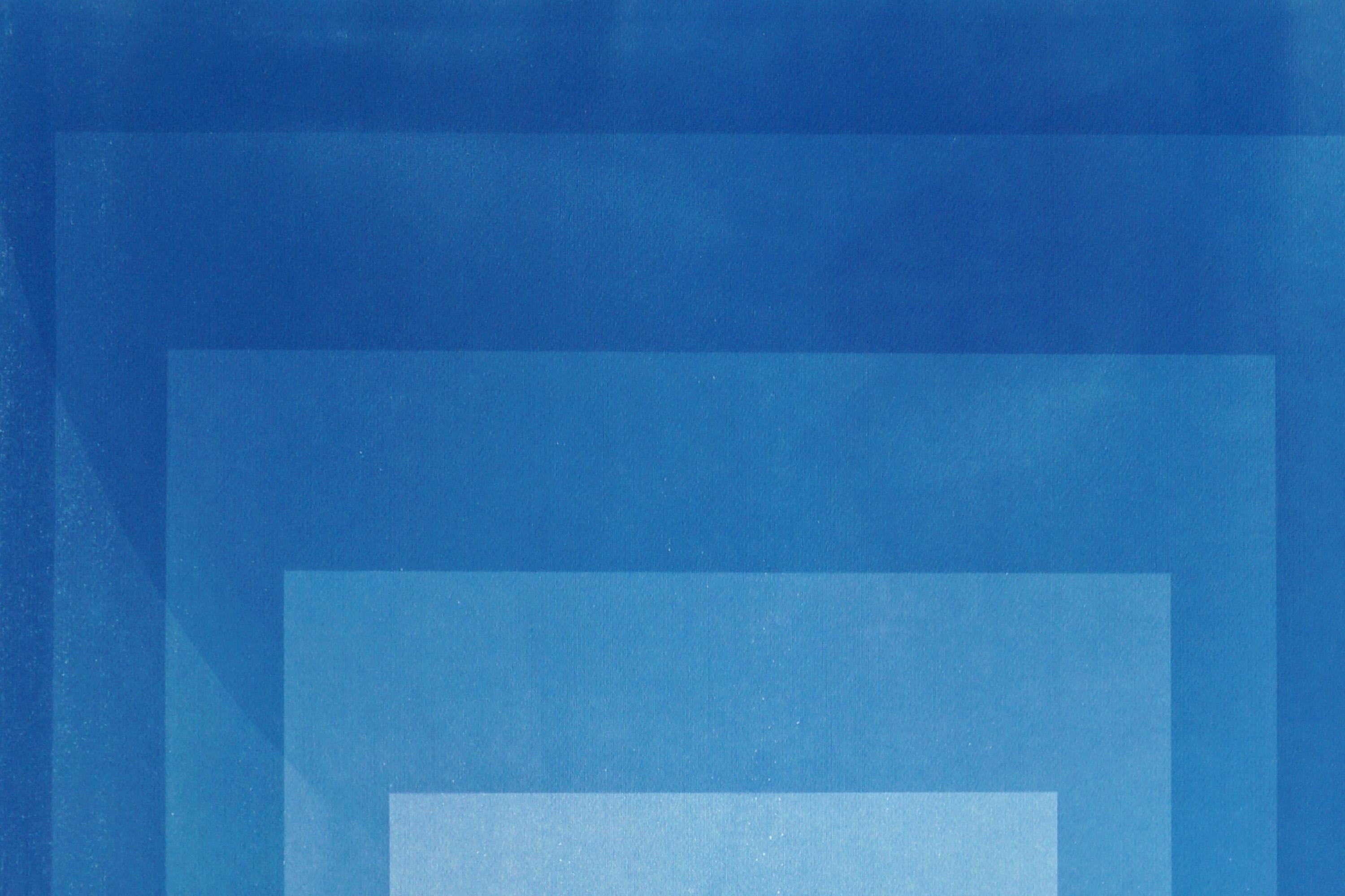 Double Portals, Cyanotype Diptych, Abstract Geometric, Blue Minimalism on Paper in vendita 5