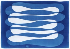 Double Vision, Eternity Shape Transparencies in White and Blue, Cyanotype, Paper