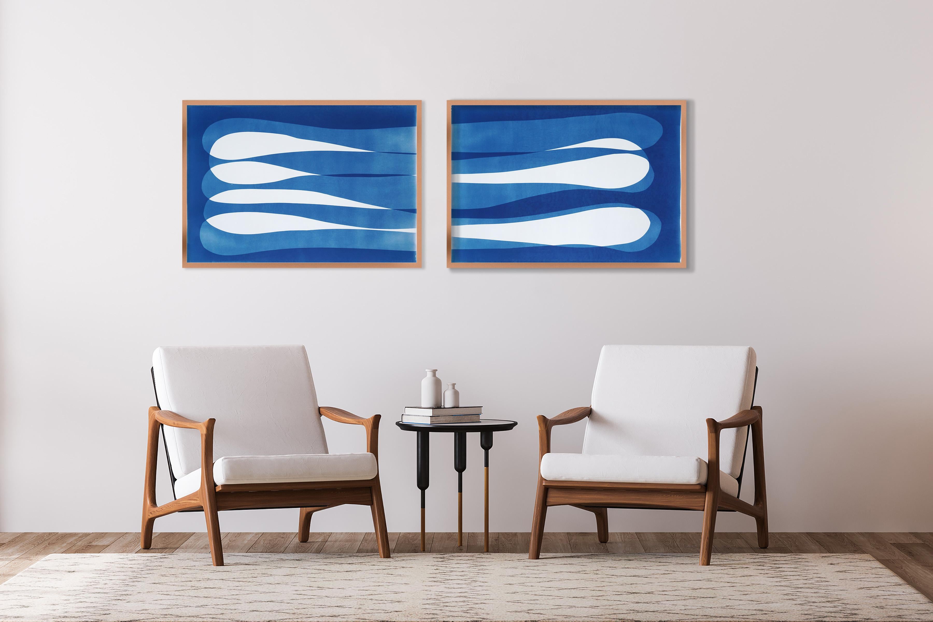 Drift Apart, Infinity Elipse in Blue Tones, Horizontal Diptych, Minimalist Style - Photograph by Kind of Cyan