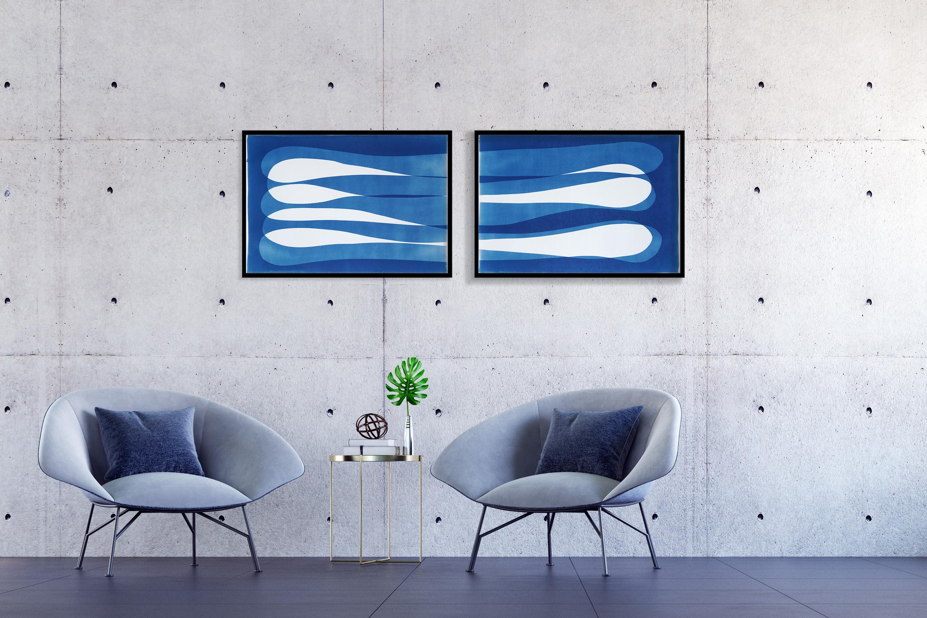 Drift Apart, Infinity Elipse in Blue Tones, Horizontal Diptych, Minimalist Style - Post-Minimalist Photograph by Kind of Cyan