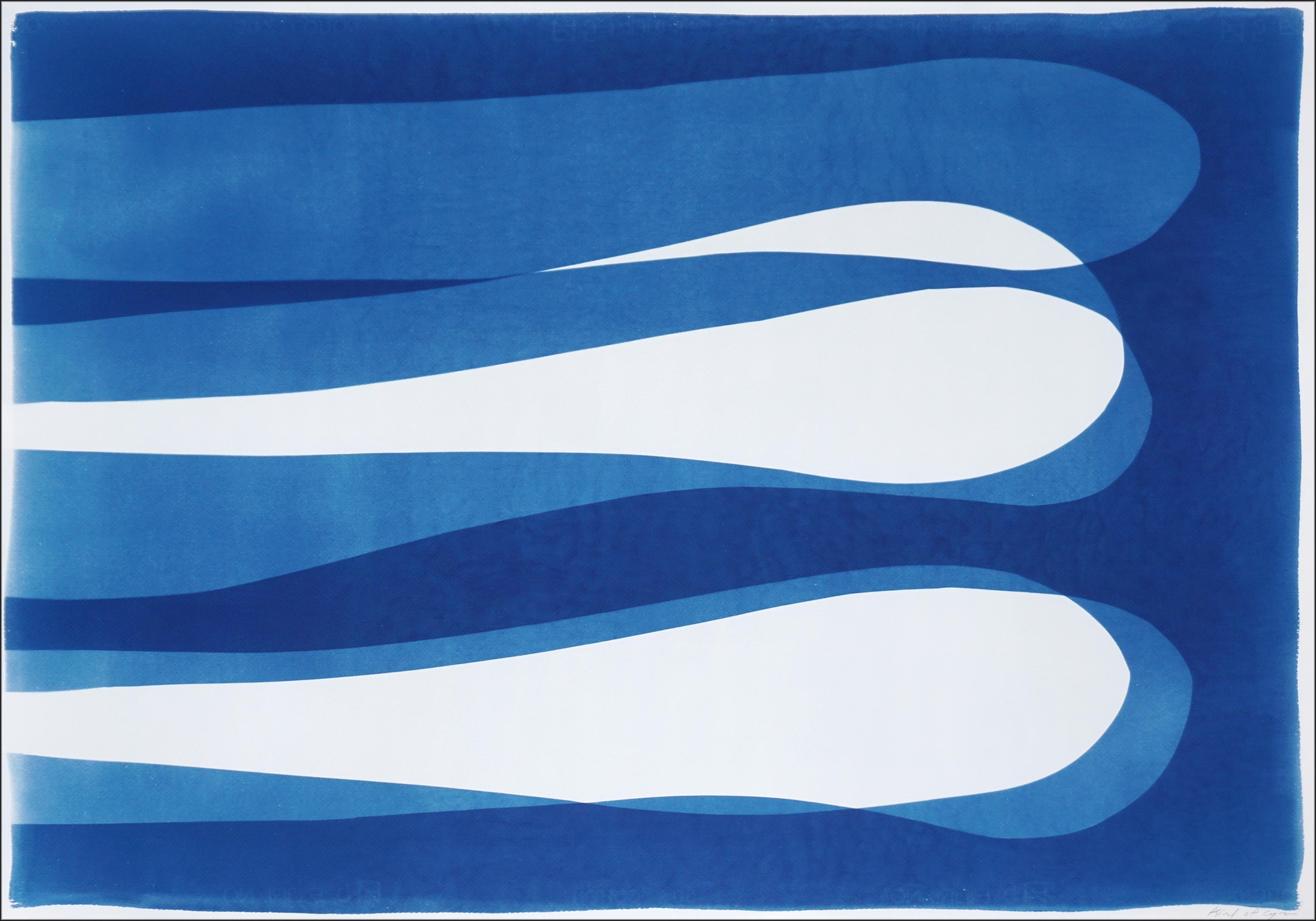 Drift Apart, Infinity Elipse in Blue Tones, Horizontal Diptych, Minimalist Style For Sale 1