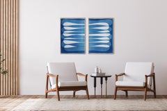 Ocho Lagos, Infinito Elipse Tonos Azules, Díptico Vertical Doble, Estilo Minimalista