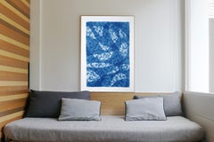 Misty Underwater Shapes, Mid-Century Modern Organic Blue, Handmade Monotype 2021