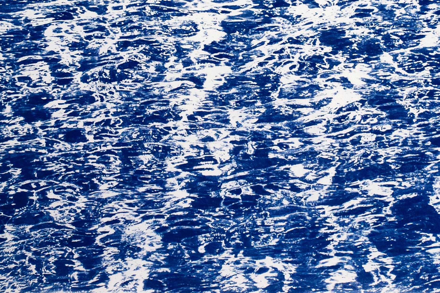 Triptyque de paysages marins abstraits de la Côte d'Azur français, imprimé cyanotype bleu en vente 6